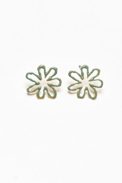 Camille Green Floral Stud Earrings