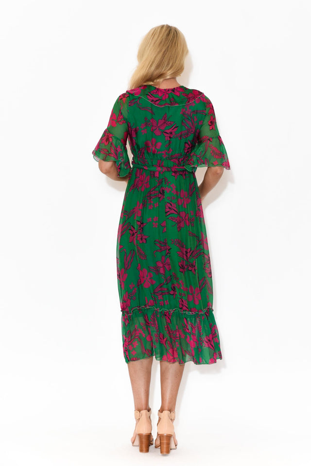 Charlotte Fuchsia Floral Silk Tie Dress