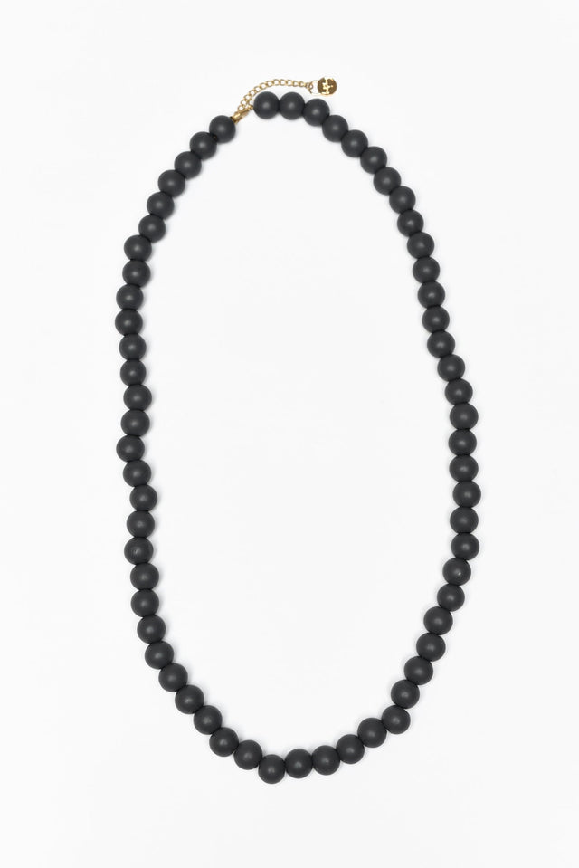 Clarice Charcoal Wood Bead Necklace