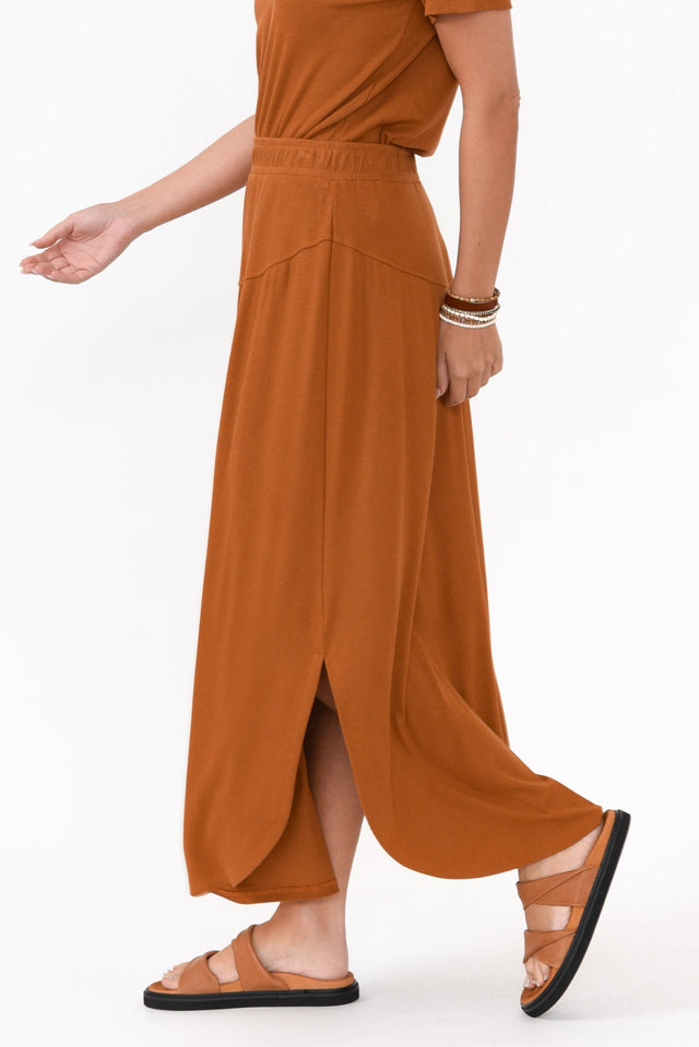 Dionne Rust Ribbed Bamboo Skirt