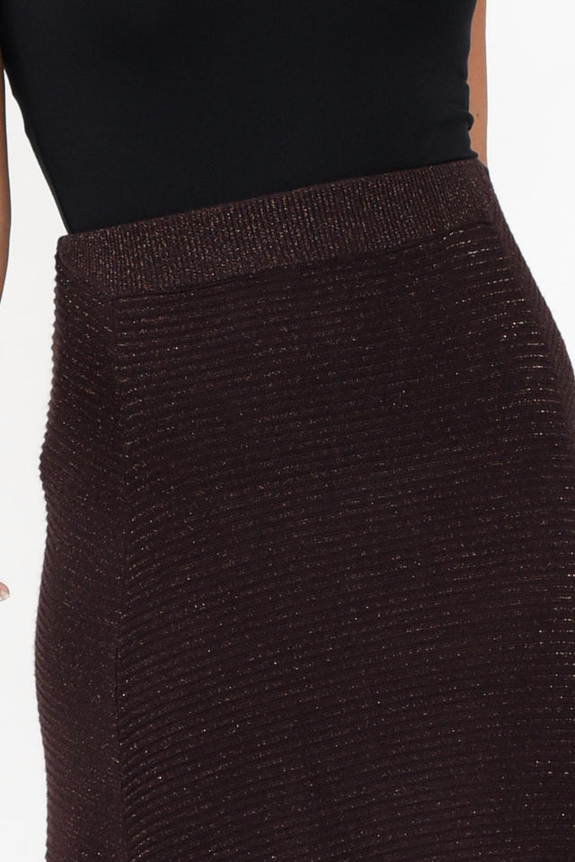 Domenica Brown Knit Midi Skirt image 5
