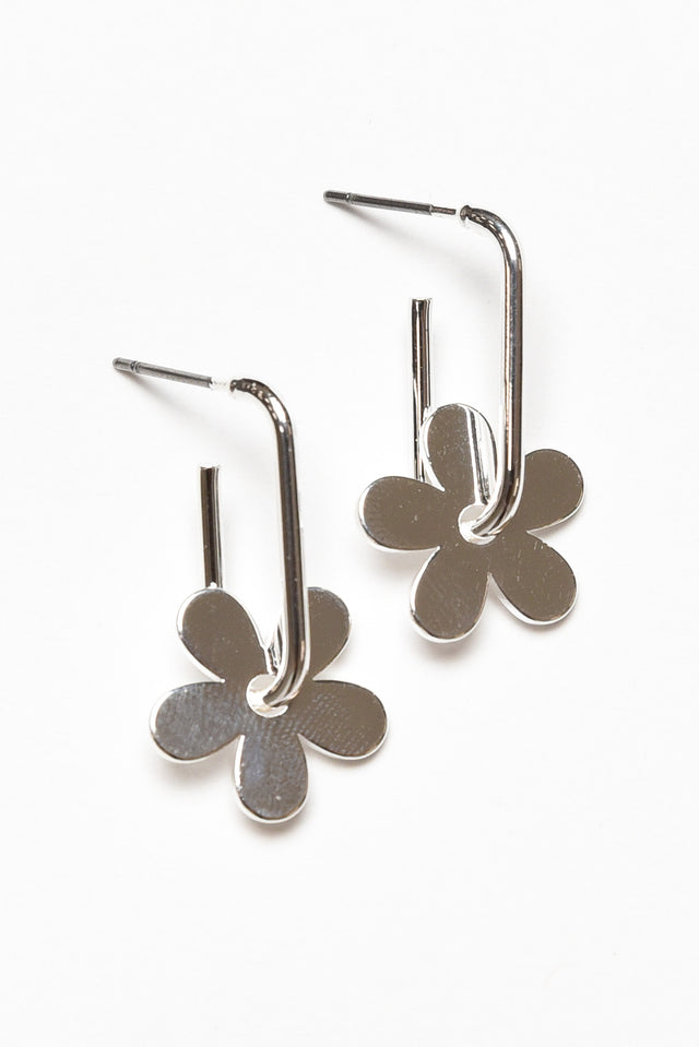 Eve Silver Flower Drop Earrings image 1