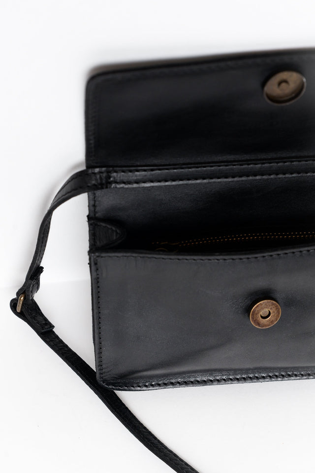 Fuji Black Leather Sling Bag