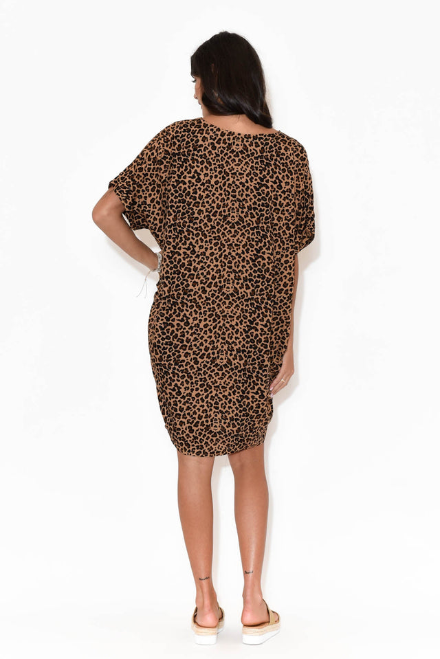 Gaby Leopard Drape Tee Dress