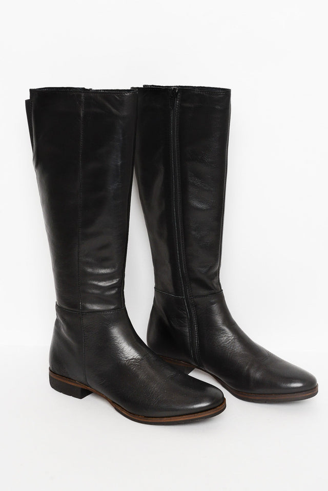 Gaetan Black Leather Long Boot