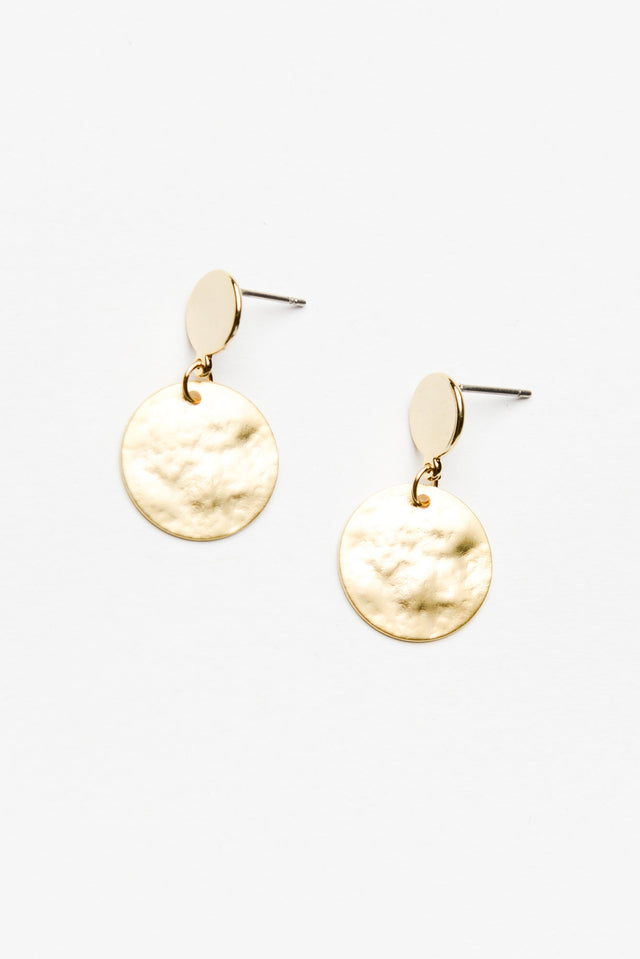 Gold Textured Double Disc Earring - Blue Bungalow image 2