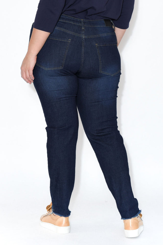 Indiana Dark Denim Frayed Slim Fit Jeans image 12