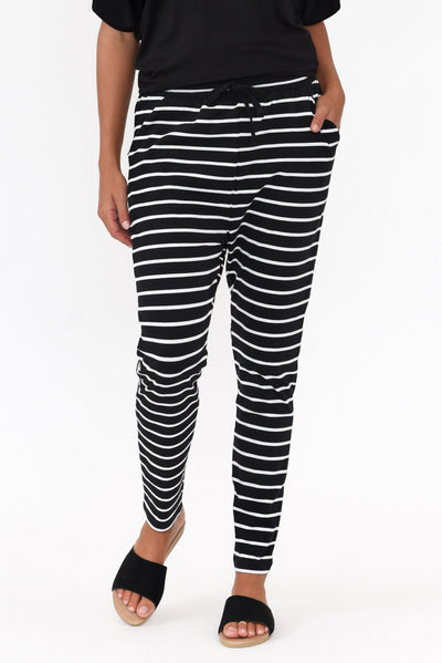 Jade Black and White Stripe Slouch Pants