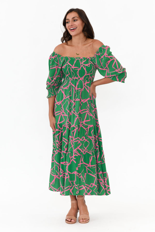 Jonathan Green Geo Shirred Maxi Dress image 3