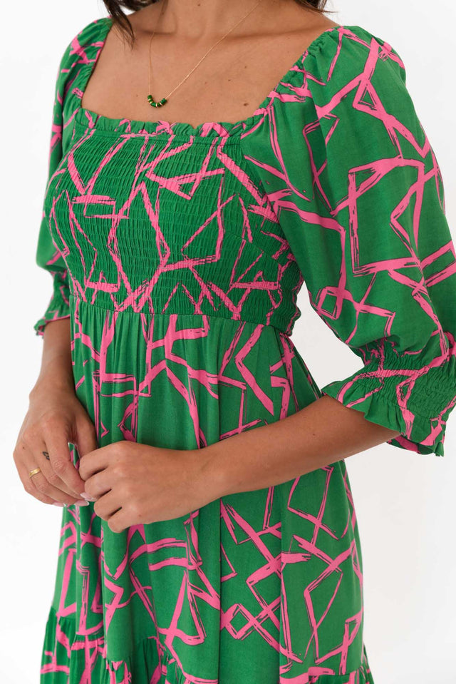 Jonathan Green Geo Shirred Maxi Dress image 6