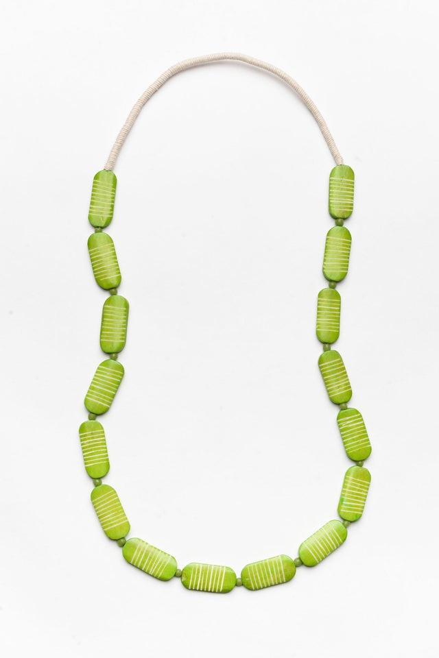 Kamala Green Etched Wood Necklace