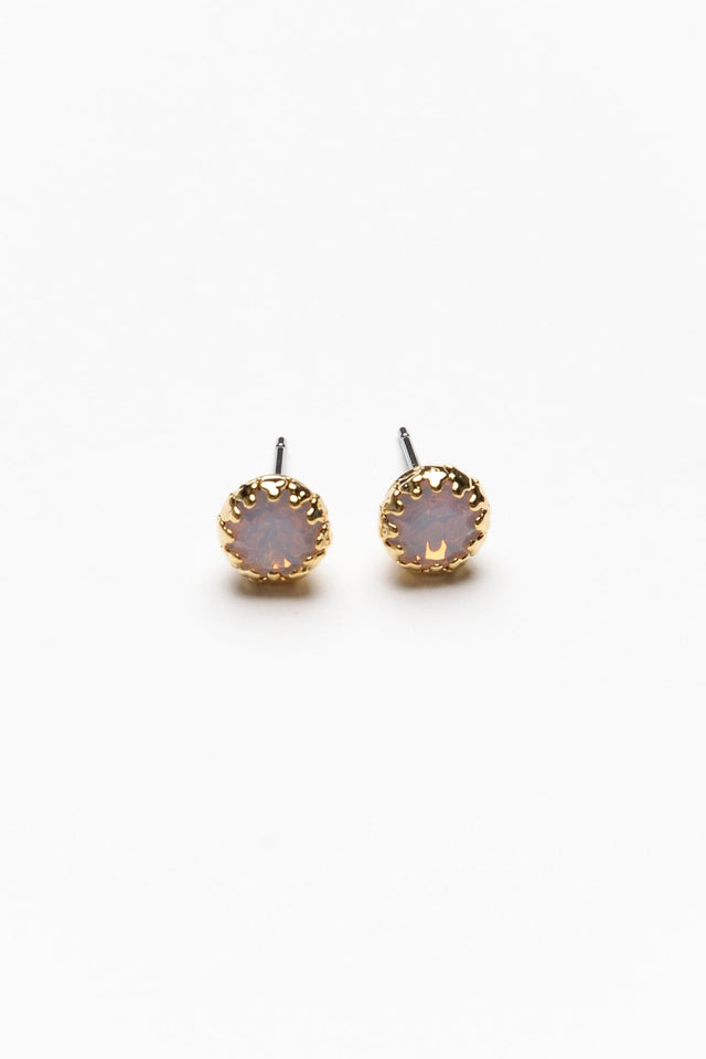 Lagertha Pink Rose Crystal Stud Earrings image 1