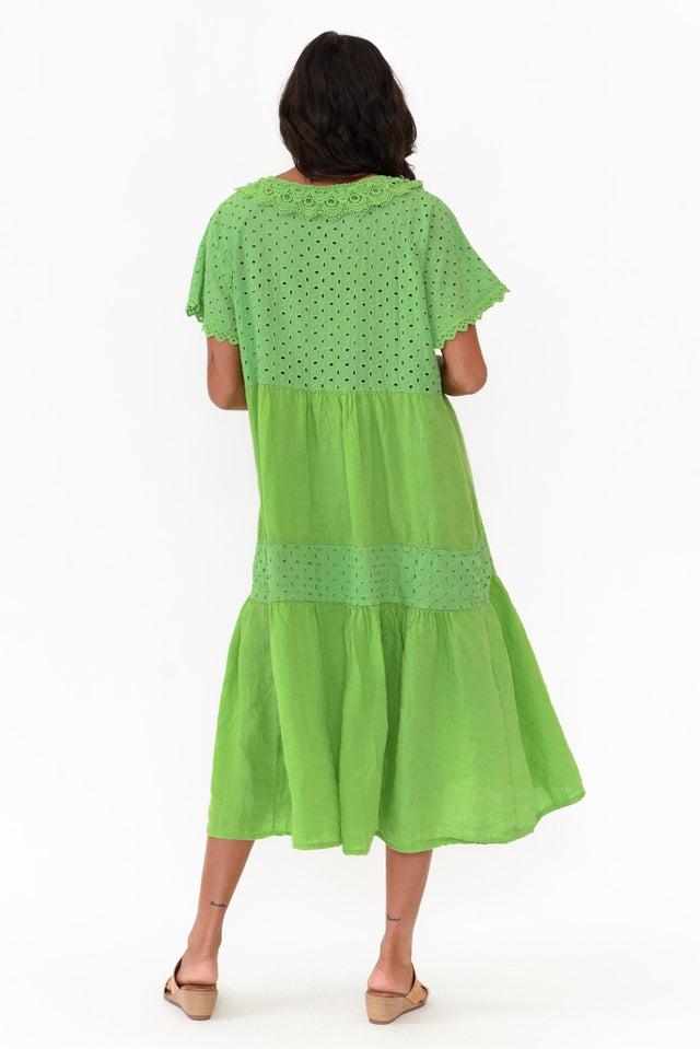 Larsa Green Linen Embroidered Collared Dress image 4
