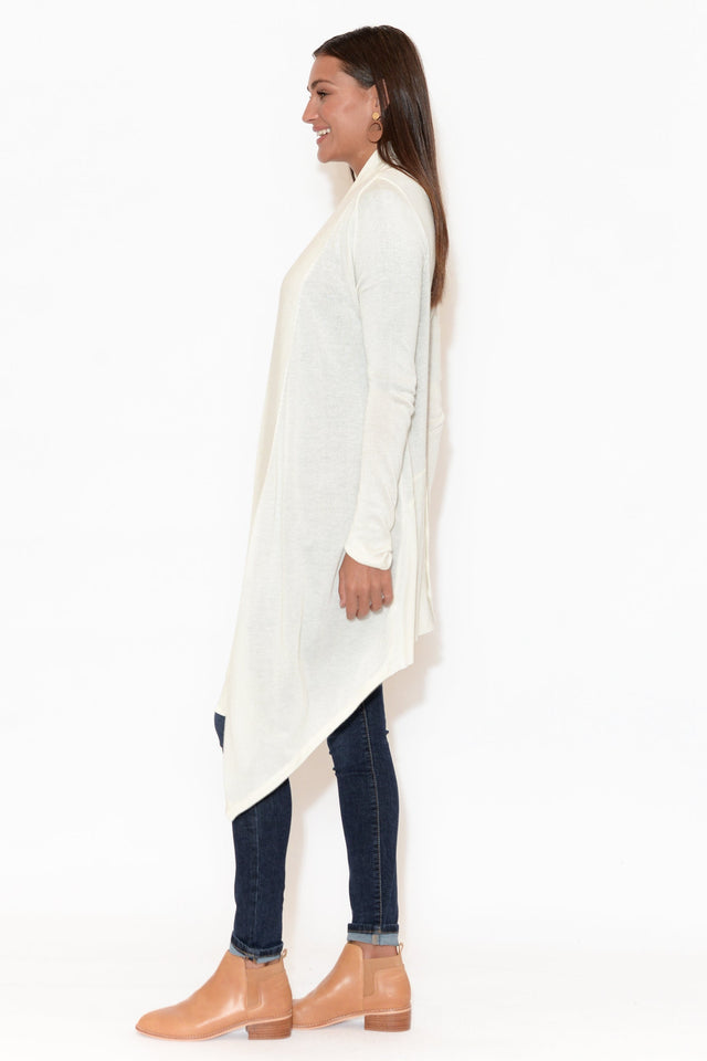 Lauper White Cashmere Bamboo Cardigan