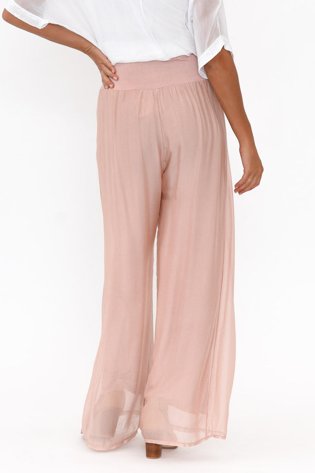 Laurier Blush Silk Wide Leg Pants