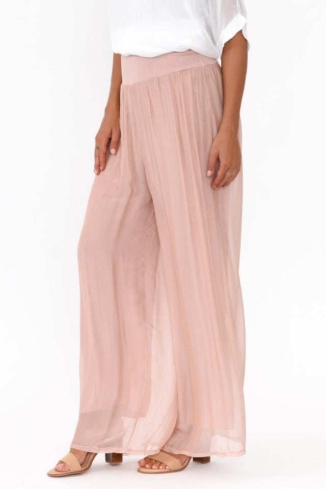 Laurier Blush Silk Wide Leg Pants