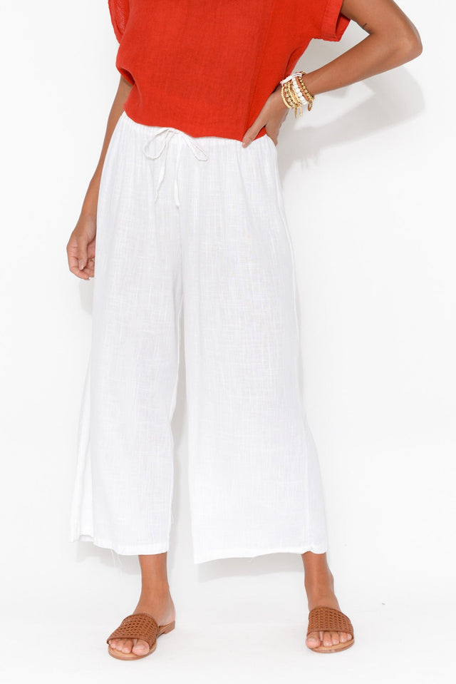Minnelli White Linen Cotton Pants image 1