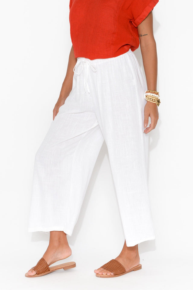 Minnelli White Linen Cotton Pants image 3