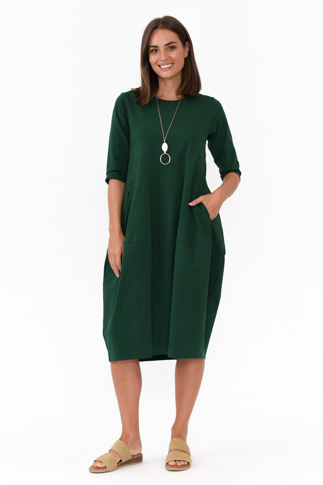 Misty Emerald Diagonal Seam Dress