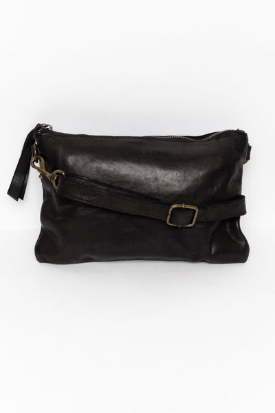 Monterey Black Leather Crossbody Bag