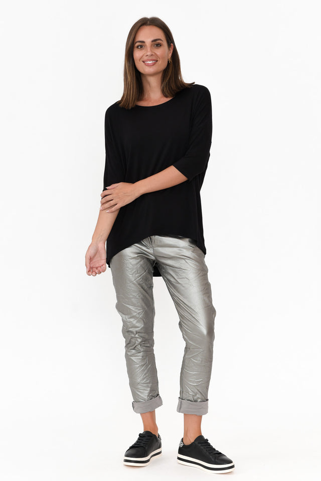 Munich Silver Wet Look Stretch Pants image 2