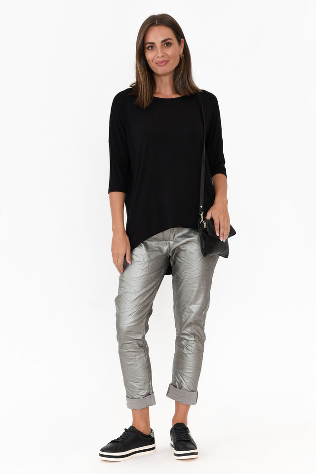 Munich Silver Wet Look Stretch Pants image 6