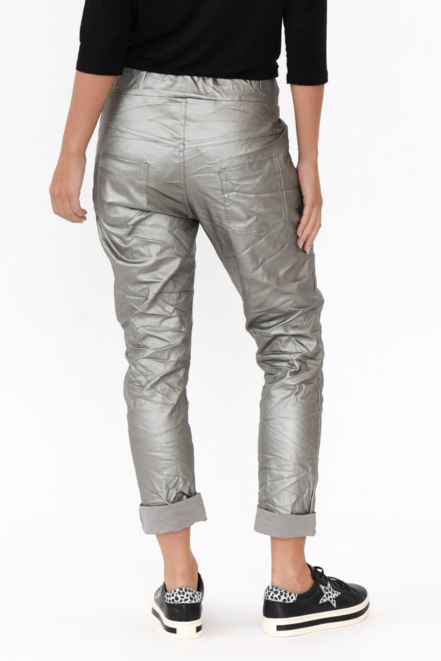 Munich Silver Wet Look Stretch Pants image 5