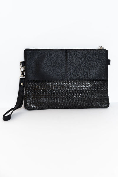 Nala Black Woven Crossbody Bag