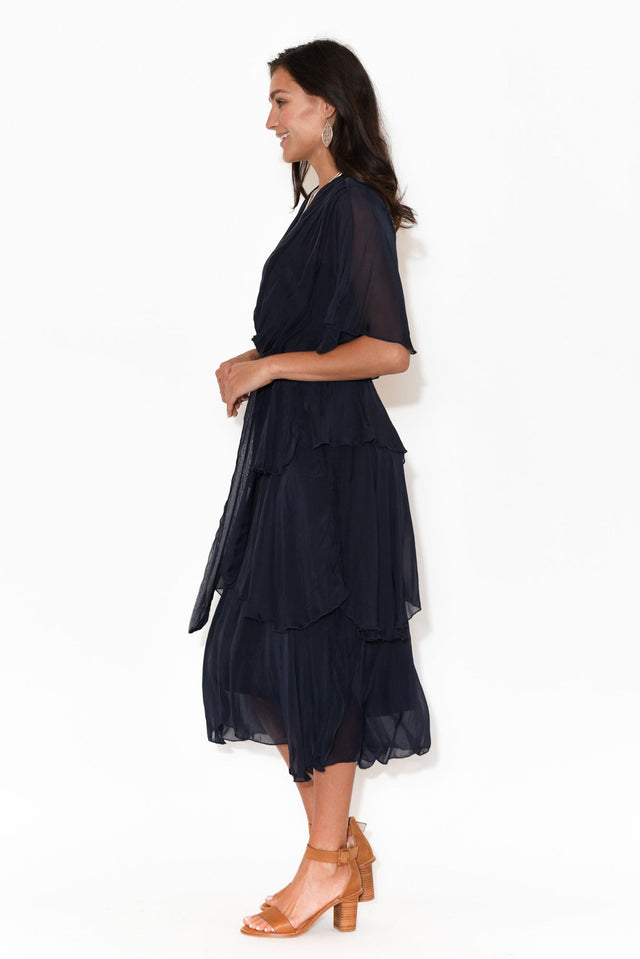 Natalie Navy Silk Layer Dress
