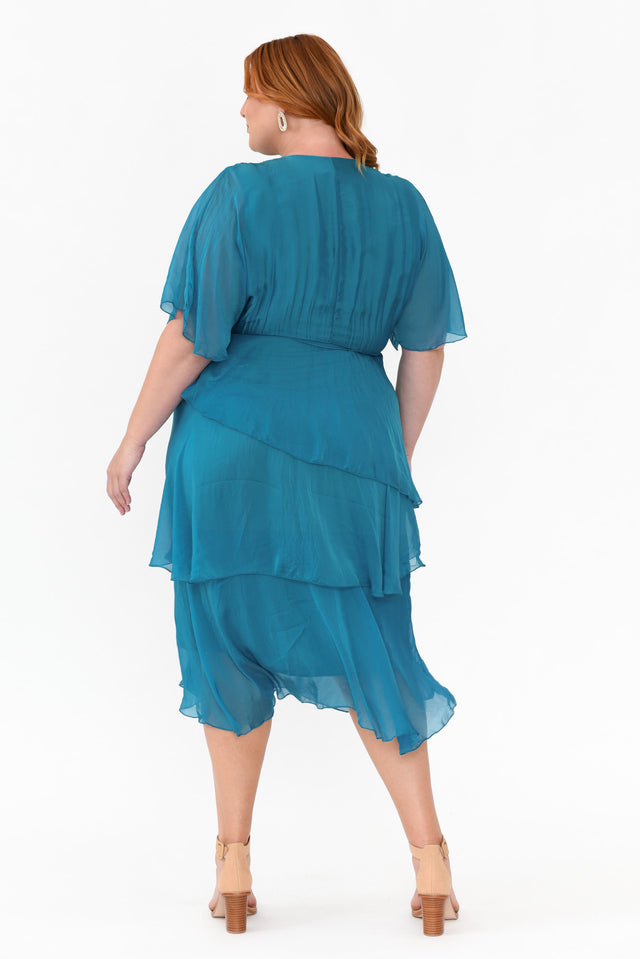 Natalie Teal Silk Layer Dress