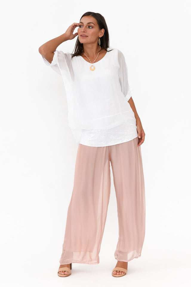 Laurier Blush Silk Wide Leg Pants