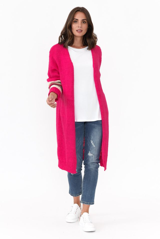 Pippi Hot Pink Wool Cardigan   alt text|model: MJ;wearing:S