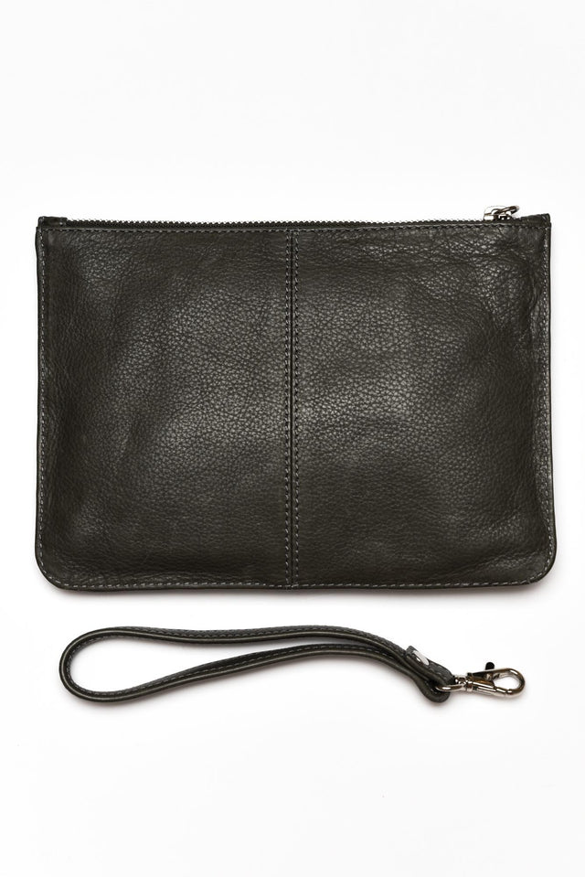 Queens Grey Leather Clutch thumbnail 1