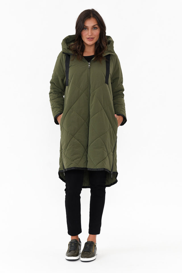 Ramsay Dark Green Quilted Puffer Coat image 6