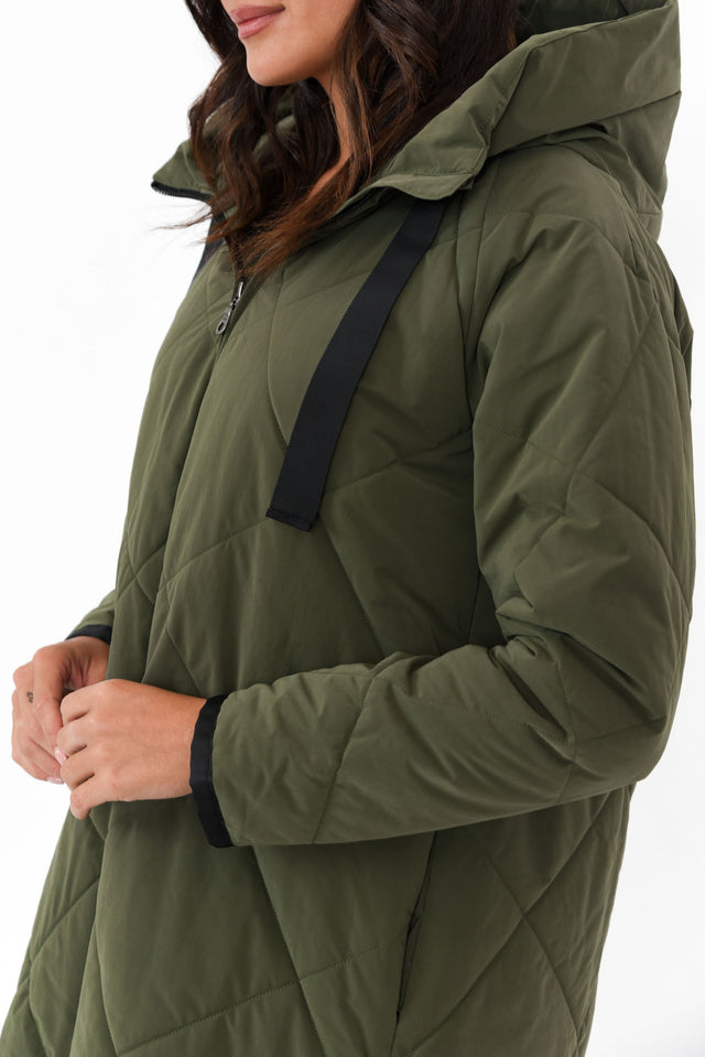 Ramsay Dark Green Quilted Puffer Coat image 5