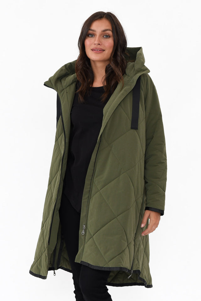 Ramsay Dark Green Quilted Puffer Coat image 1