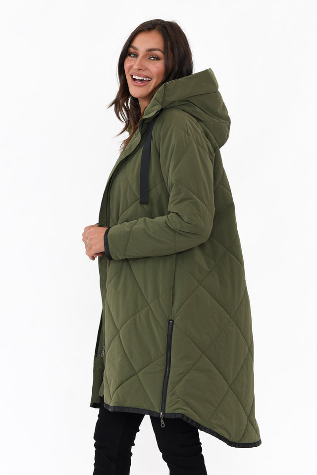 Ramsay Dark Green Quilted Puffer Coat image 3
