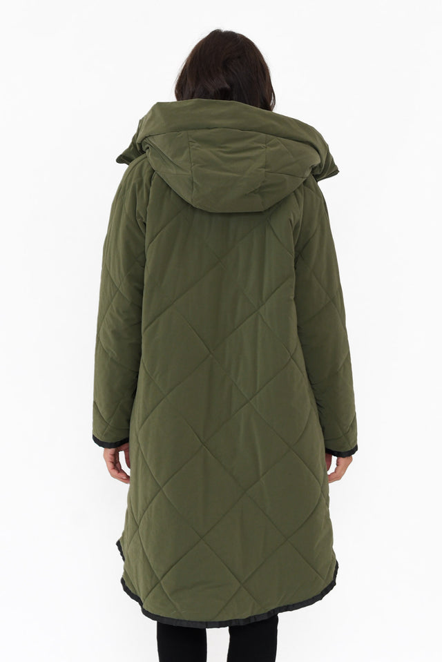 Ramsay Dark Green Quilted Puffer Coat image 4