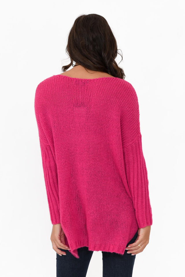 Rinna Hot Pink Cable Knit Detail Jumper image 4