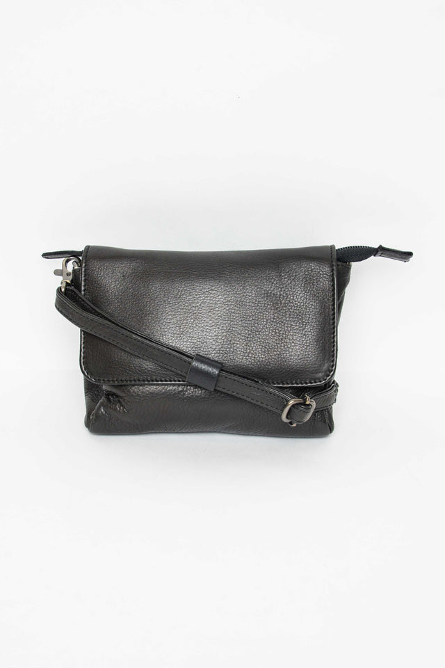 Sara Black Leather Crossbody Bag