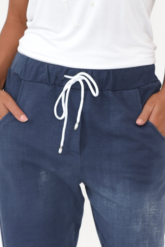 Sloan Dark Blue Wash Cotton Pants image 4