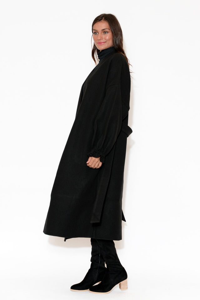 So Close Black Wool Blend Coat image 4