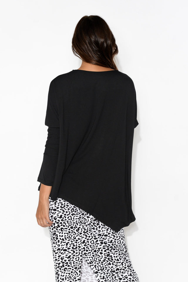 Susie Black Asymmetrical Bamboo Top