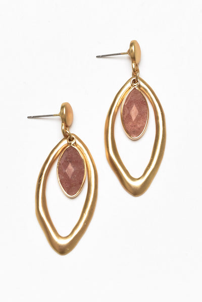 Teagan Pink Stone Drop Earrings