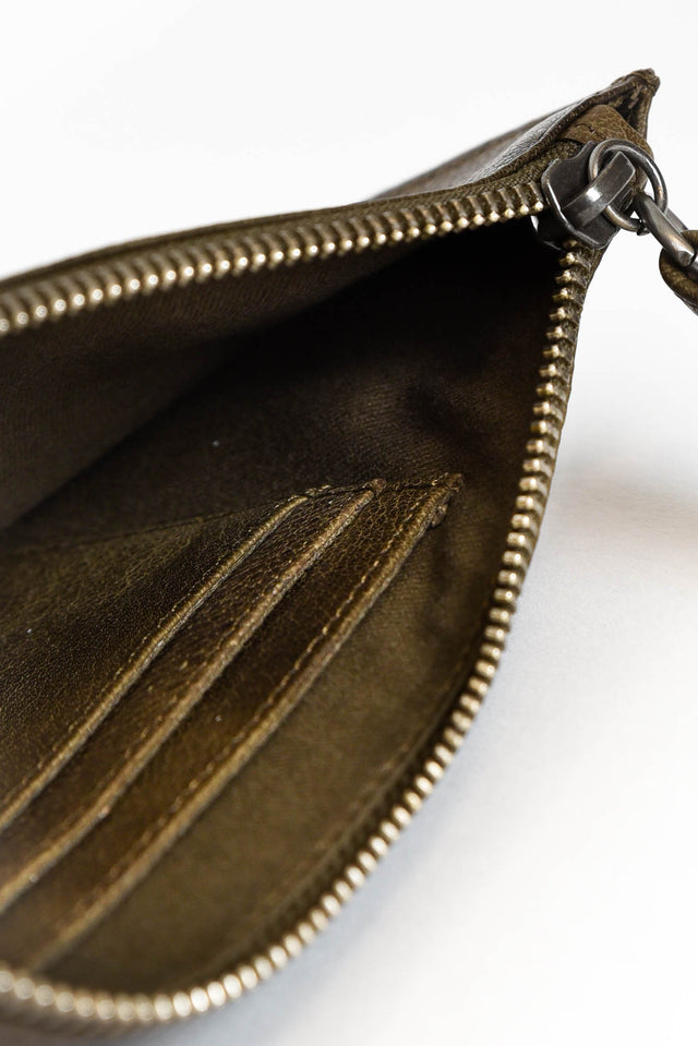 Vaucluse Olive Leather Medium Pouch