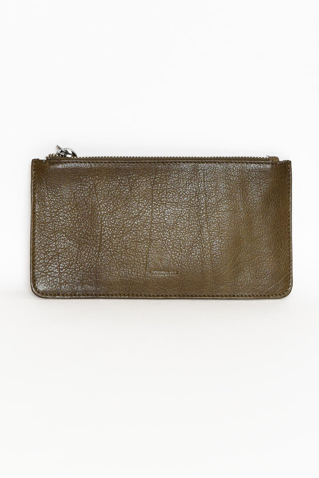 Vaucluse Olive Leather Medium Pouch