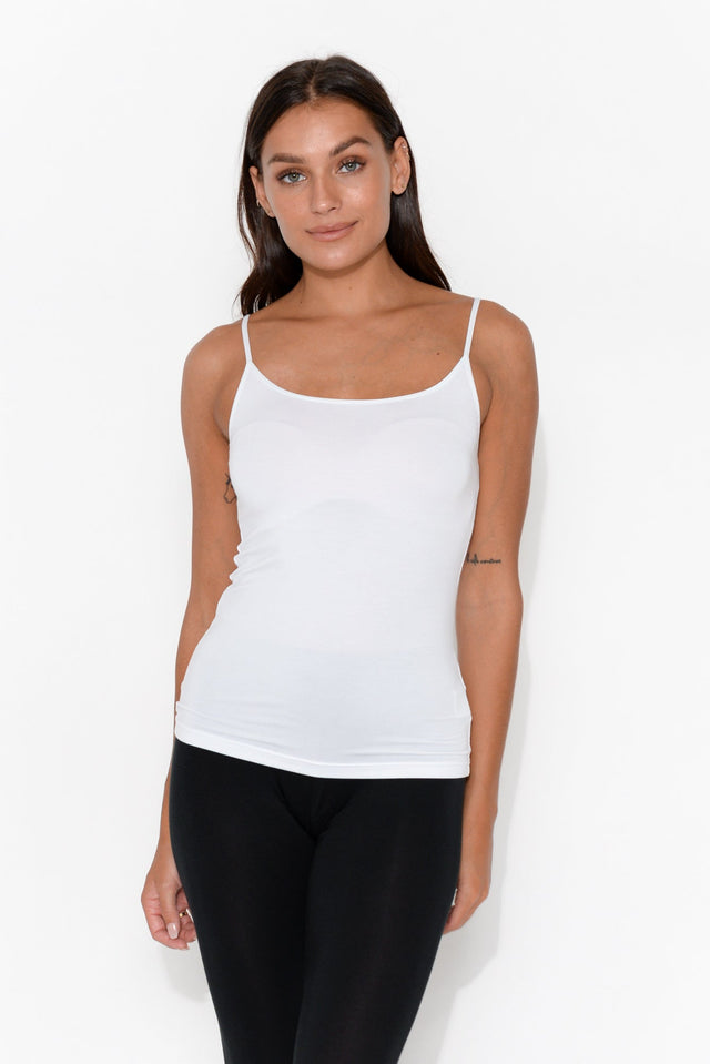 White Micro Modal Singlet   alt text|model:Brontie;wearing:the 10 image 1
