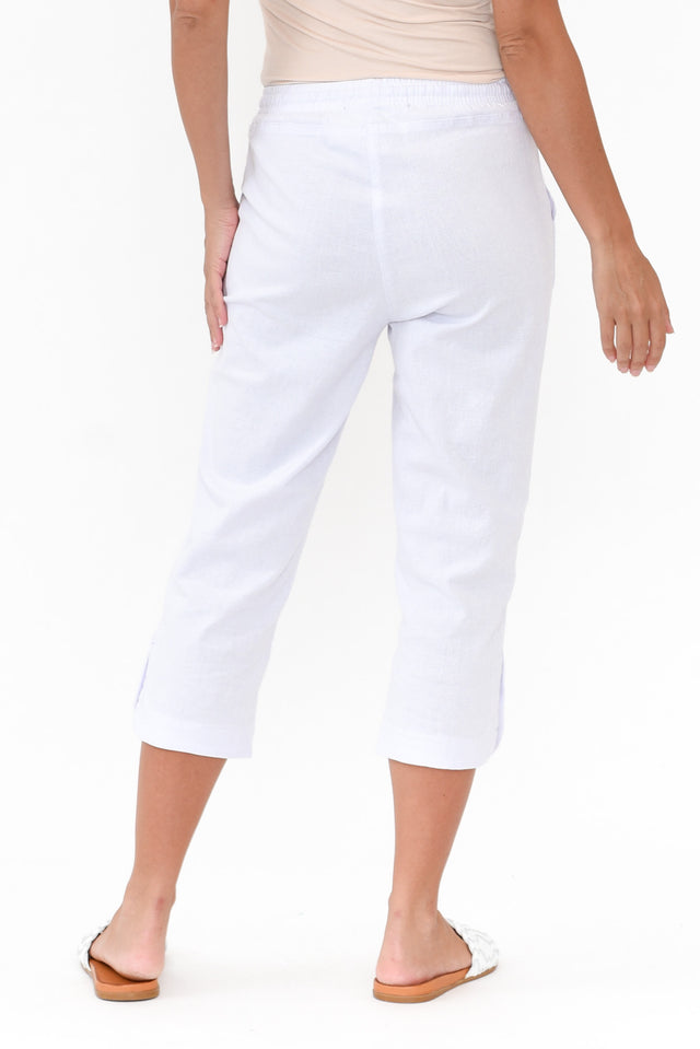 Wright White Linen Blend Stretch Pants