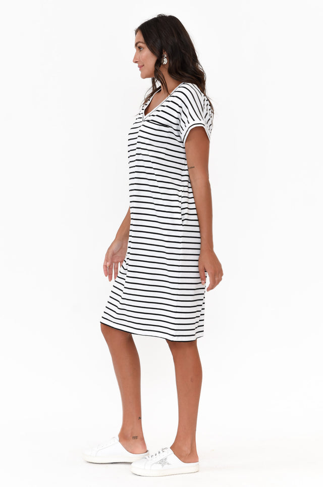 Zena Black Stripe T-Shirt Dress image 4